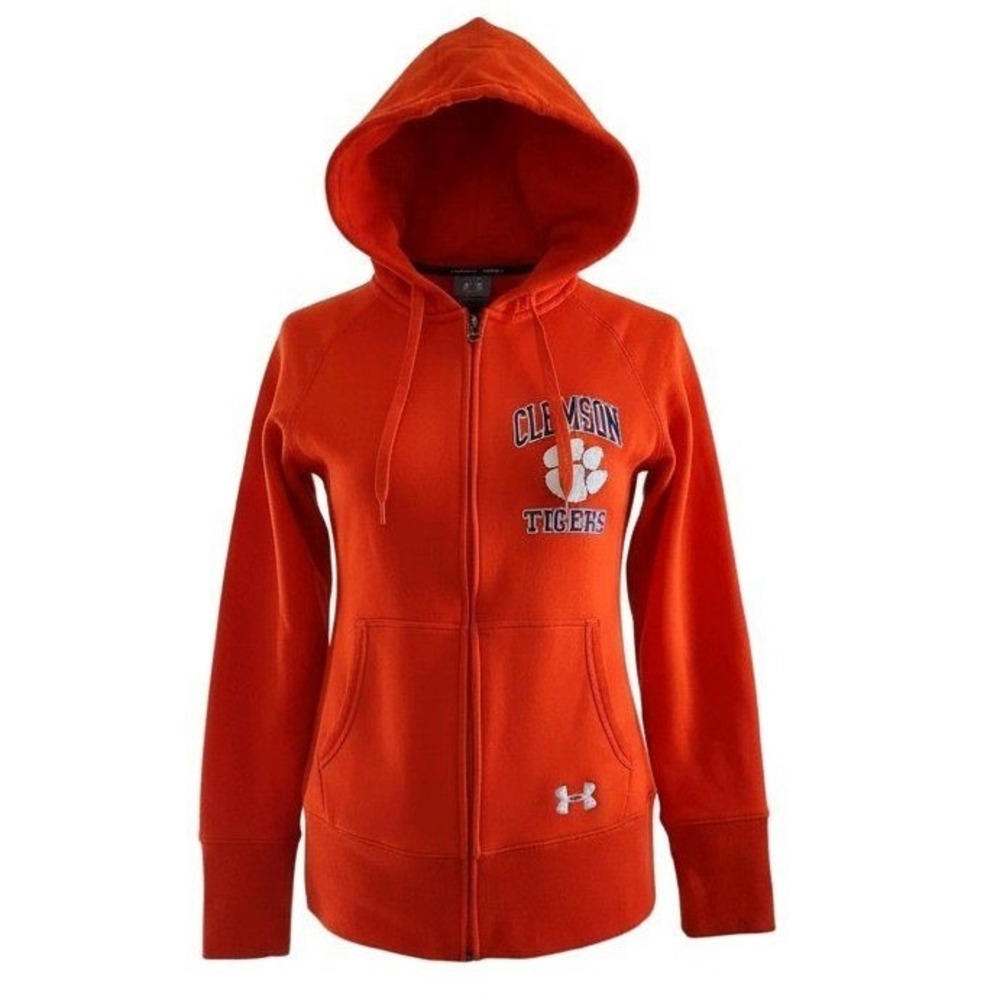 Under Armour Clemson Tigers Full‎ Zip Hoodie Sweatshirt Orange Womens M